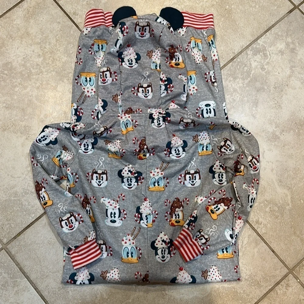 NEW! Disney Parks Holiday Snacks Mickey Ears Pajama Onesie 10 Christmas PJs